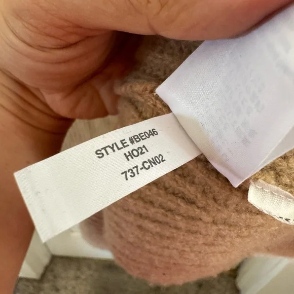 J.Crew tan pink striped cashmere cowl neck sweater size medium/large - Picture 9 of 9